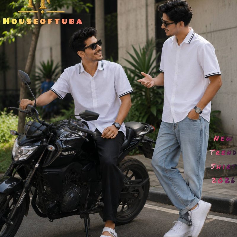 turkis chino white color rib shirt