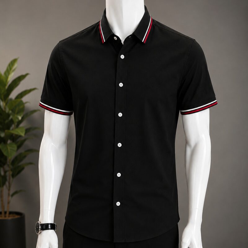 New Trend black Ribstyle Shirt