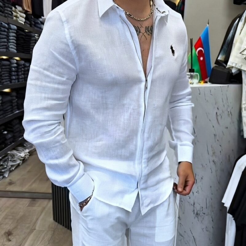 Polo Zipper Style Linen full shirt