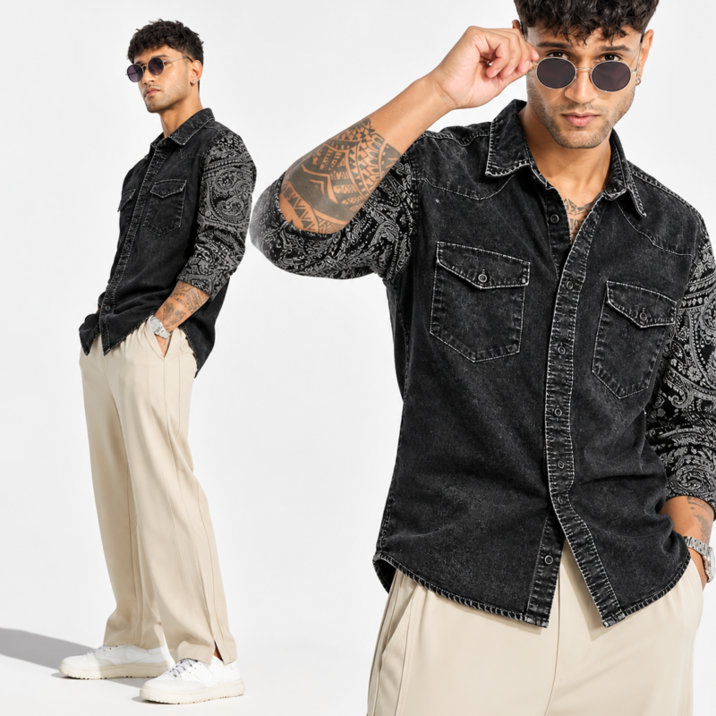 NOIR PAISLEY DENIM SHIRT